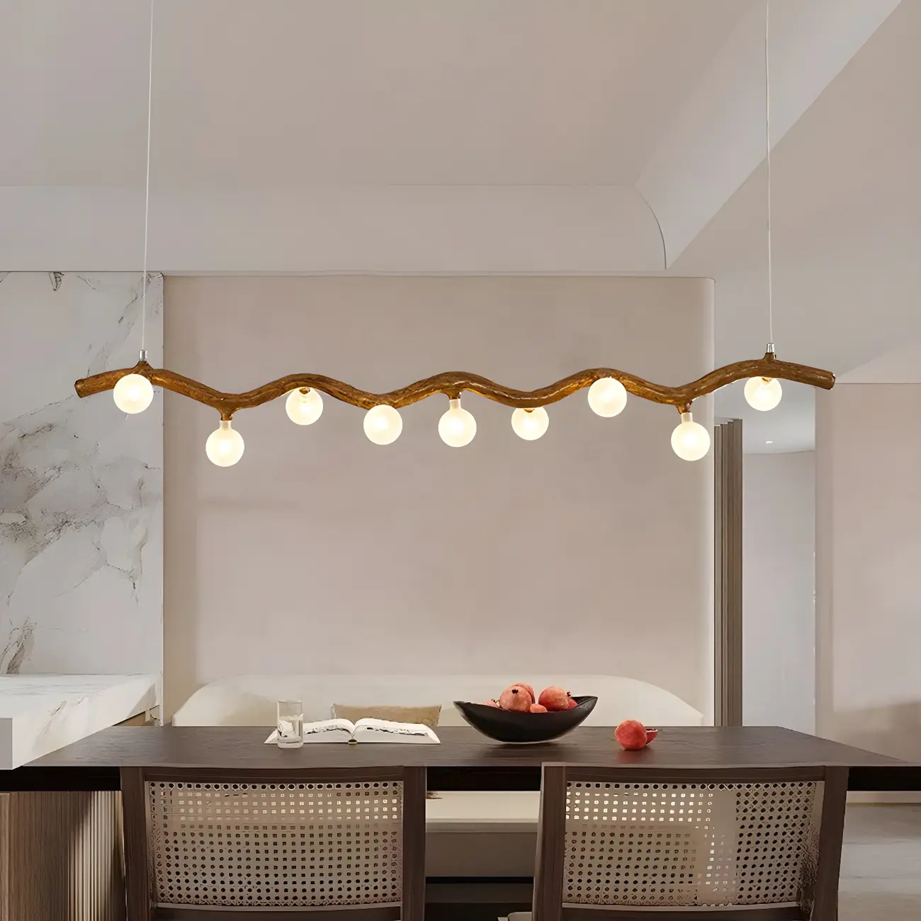 Modern Brown Glass Linear Island Pendant Light