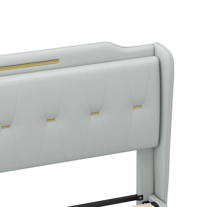 Modern Soft-Upholstered PU Leather Bed