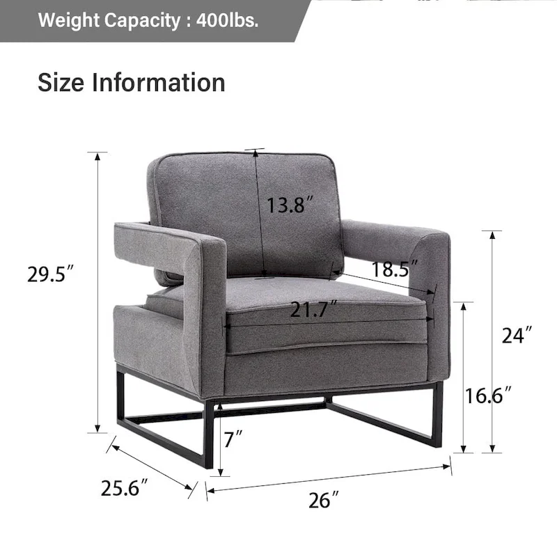 Modern Arm Accent Chair, Mid Century Living Room Chair Upholstered Lounge Chair