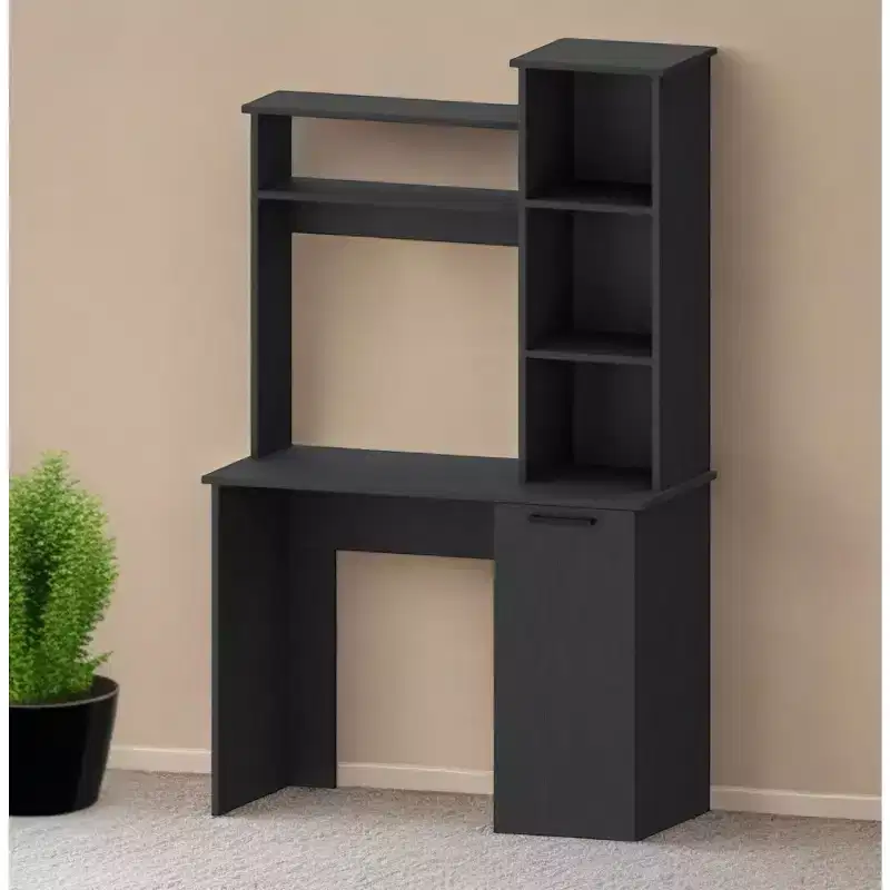 HomeRoots 39 Black Computer Desk With Hutch