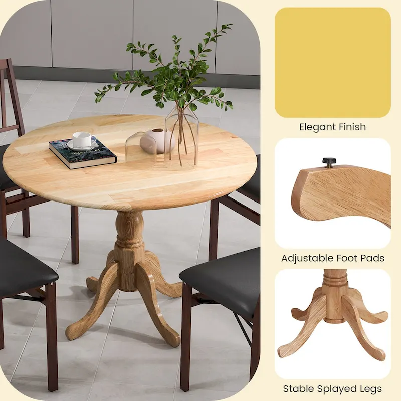 Costway Rustic Dining Table Wooden Dining Table with Round Tabletop & - See Details