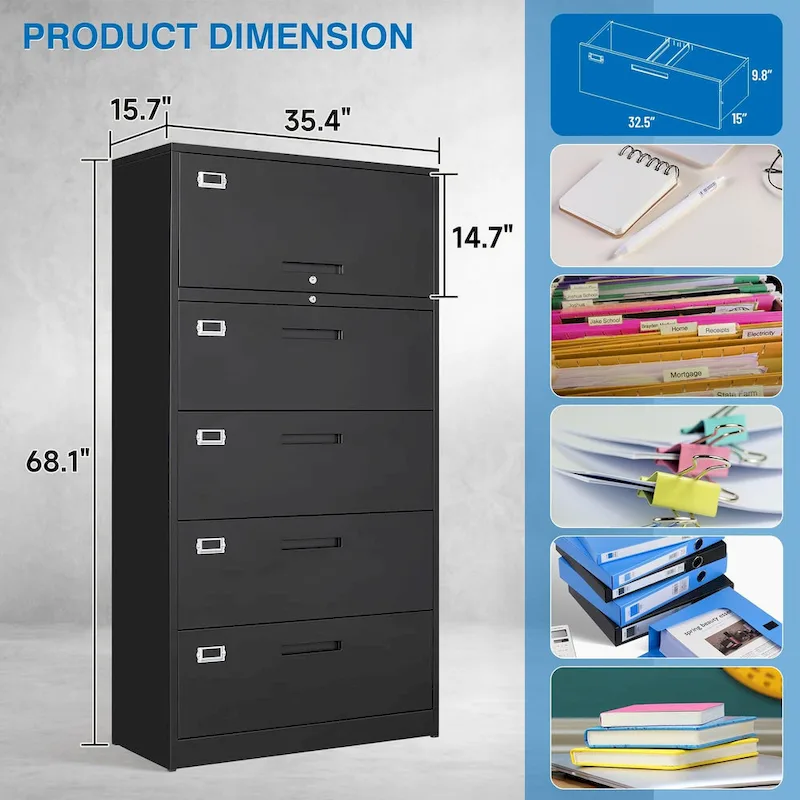 4-Drawer Lateral File Cabinet with Lock