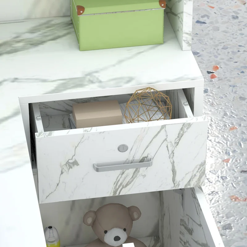 Timechee 55.9W 48.4H L-Shape Wood Reception Desk Drawer With Lock