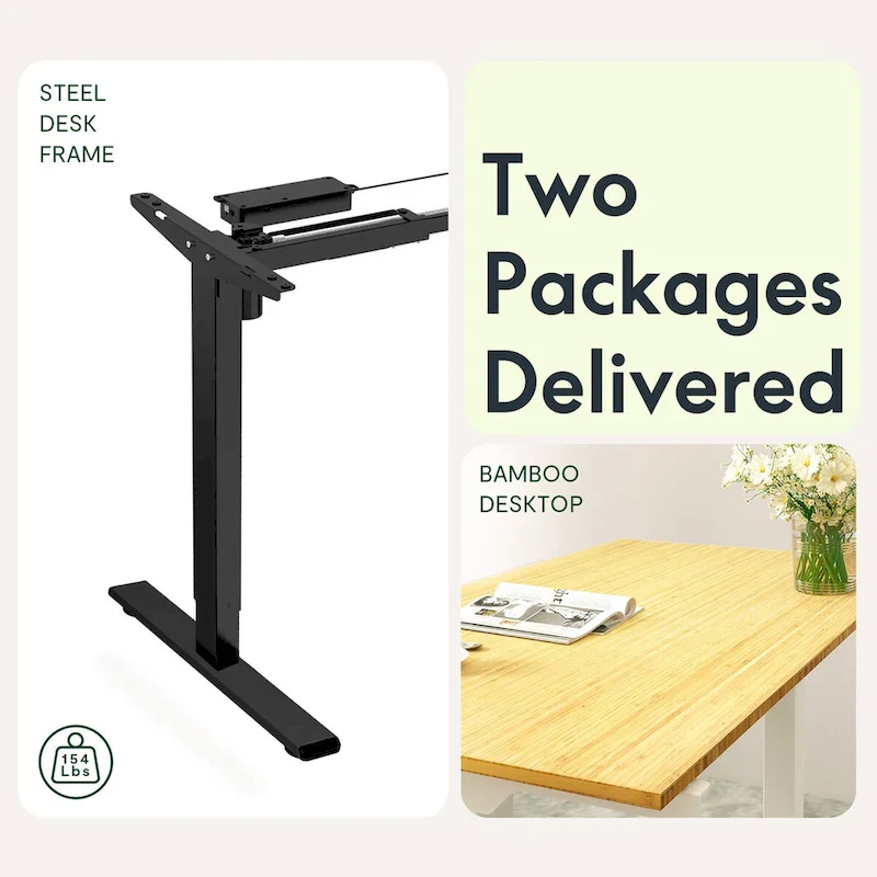 Bamboo Electric Height Adjustable Standing Desk - Single User