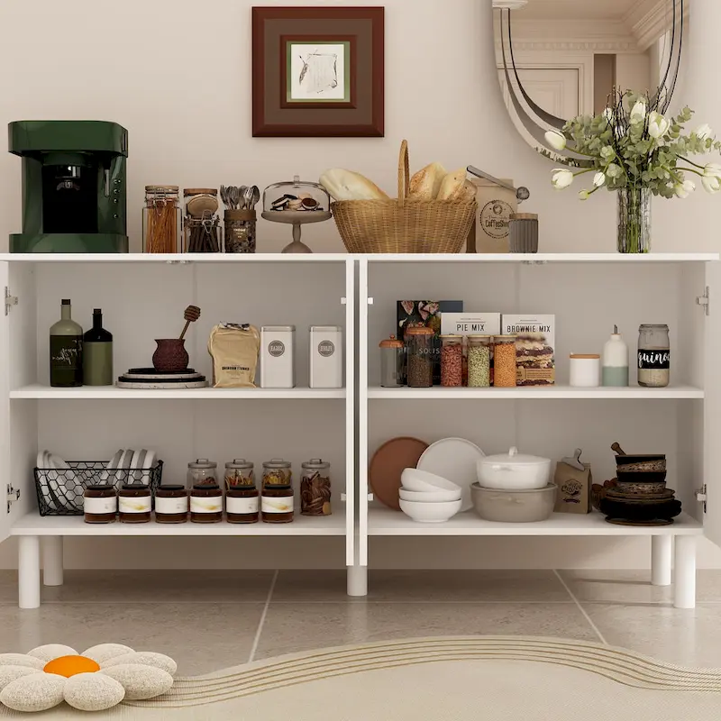 White MDF Sideboard Bookcase Kitchen Cabinet Buffet Credenza End Table