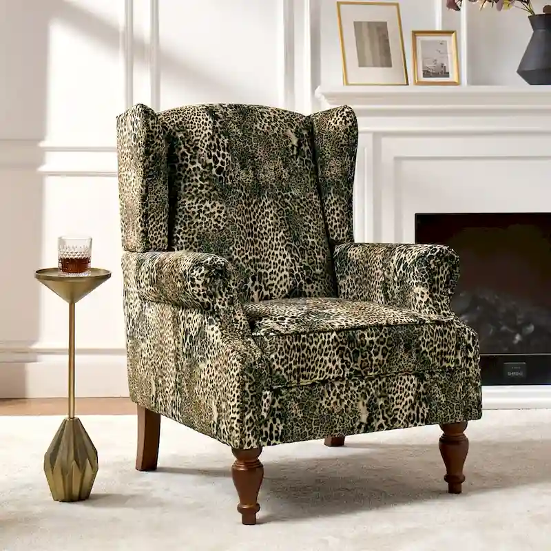 Ivan Traditional Animal Pattern Armchair with Nailhead Trim by HULALA HOME
