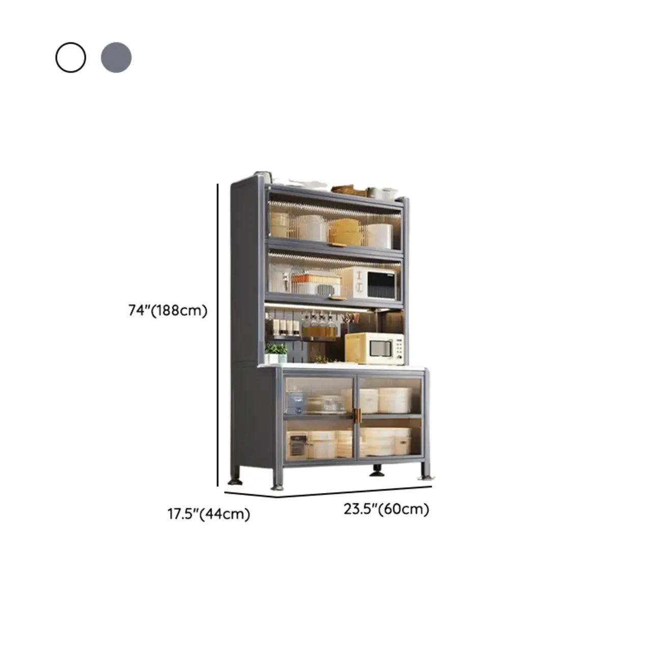 Modern Metal Buffet with Stone Countertop Narrow Design