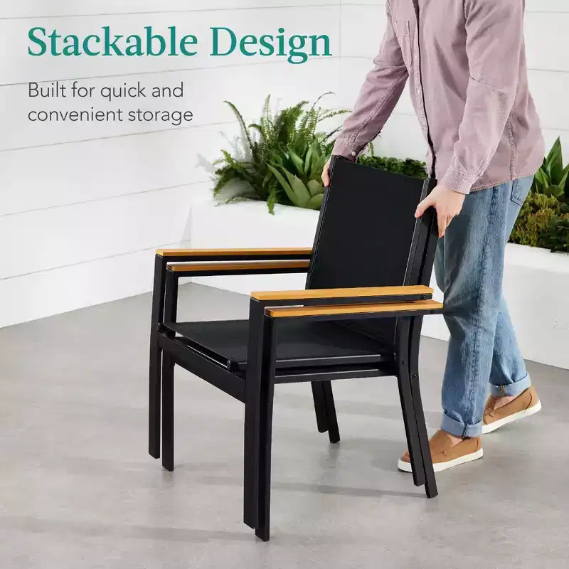 Best Choice Products Set of 2 Textilene Chairs, Conversation Dining Accent Furniture w/ Armrests