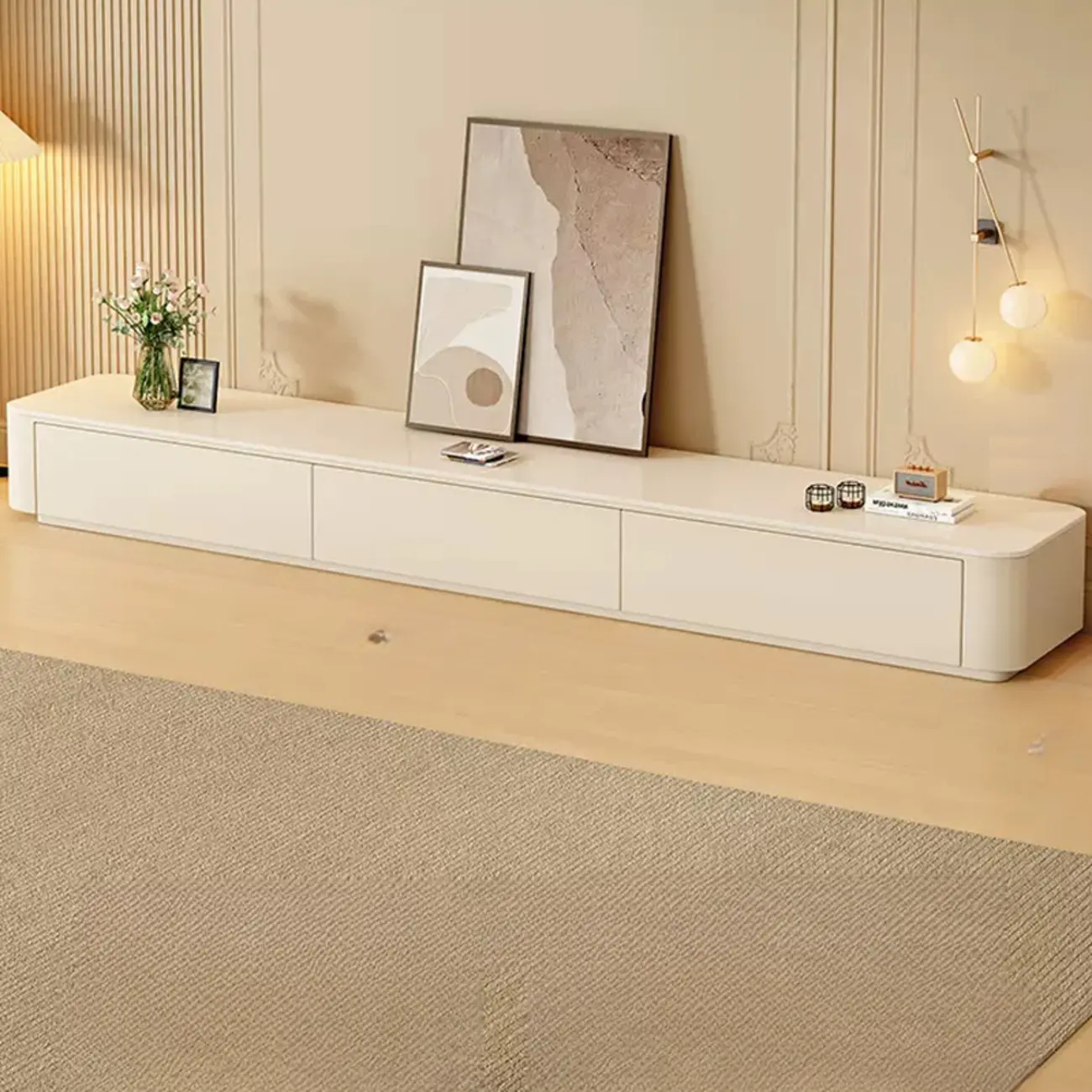 Modern Stone TV Stand with Drawers for Living Room