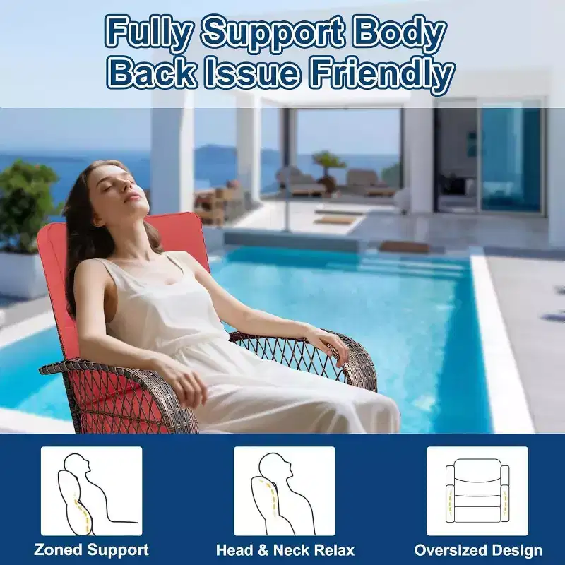 3-Piece Swivel Rocking Patio Chairs Set with 2 360-Degree Swivel Rocking Chairs and Tempered Glass Table, Bistro Set With Thickened Cushions