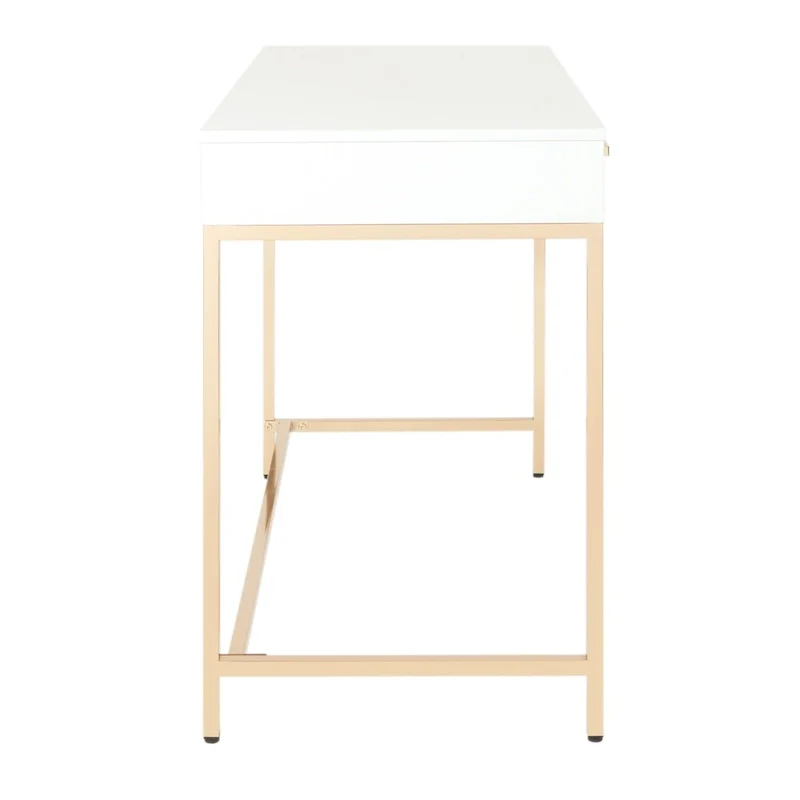 Alios Desk with White Gloss Finish and Gold Base