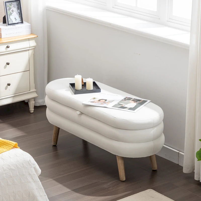 Velvet Fabric Storage Bench