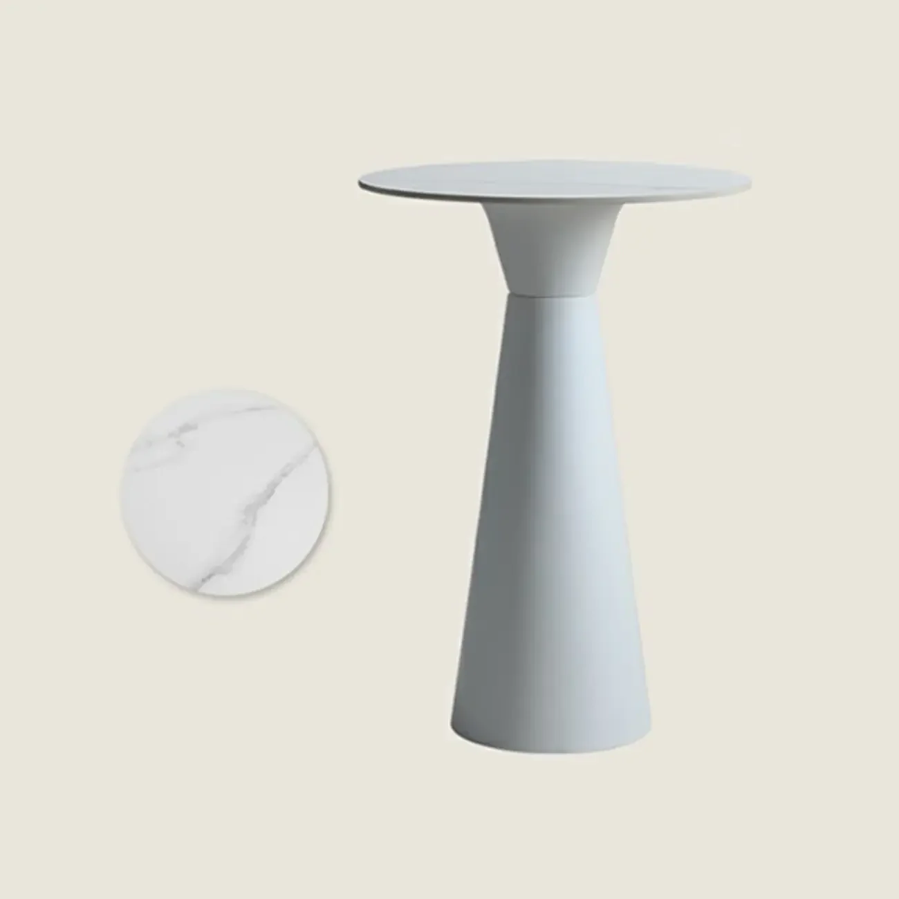 Elegant Pedestal Round White Marble Bar Table