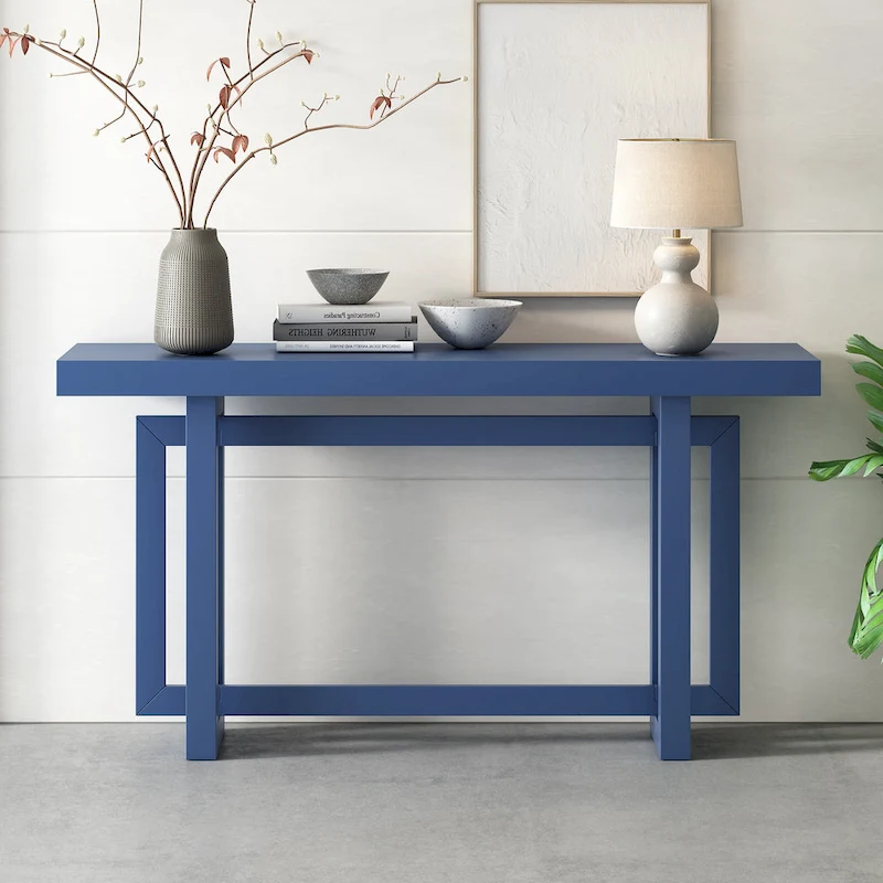 Console Table with Industrial-inspired Concrete Wood Top