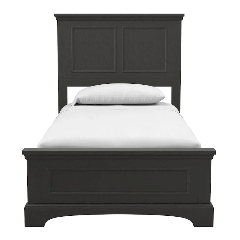 Farmhouse Basics Rustic Black Finish Panel Bed Set