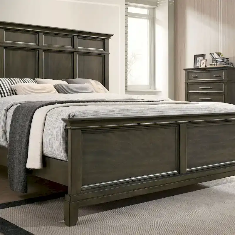 Furniture of America Evva Traditional Grey 5-Piece Panel Bedroom Set