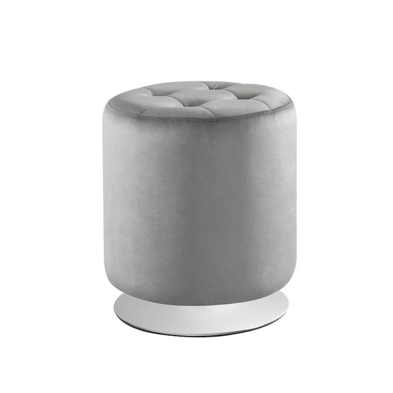 Faux Leather Swivel Ottoman - Round