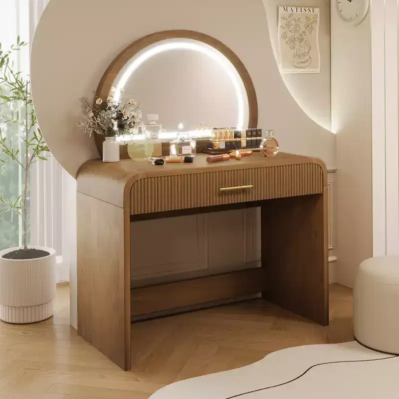 JVNOXK 39-inch Wavy Texture Vanity with Touchscreen and Built-in LED Lighting, Featuring One Drawer, Ideal for Bedrooms, Espresso