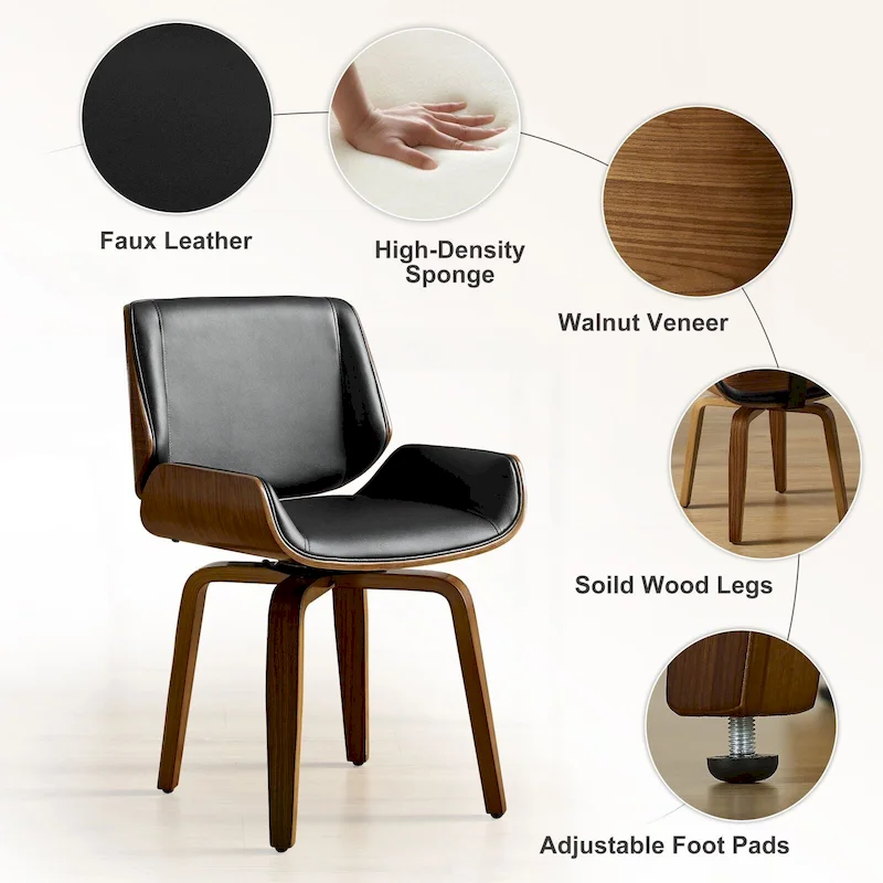 Art Leon Mid-century Faux Leather Swivel Bentwood Dining Chair