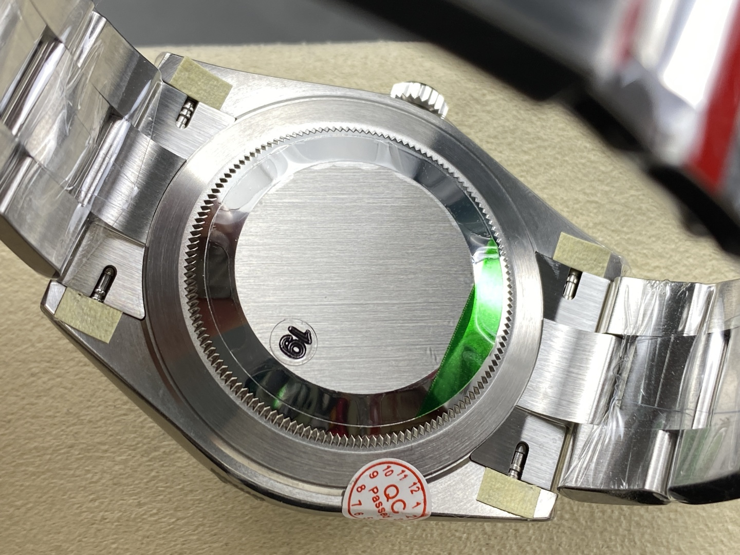 Rolex super clone case back with QC sticker and brushed finish