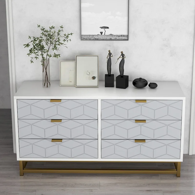 6 Drawer Dresser, with Metal Legs