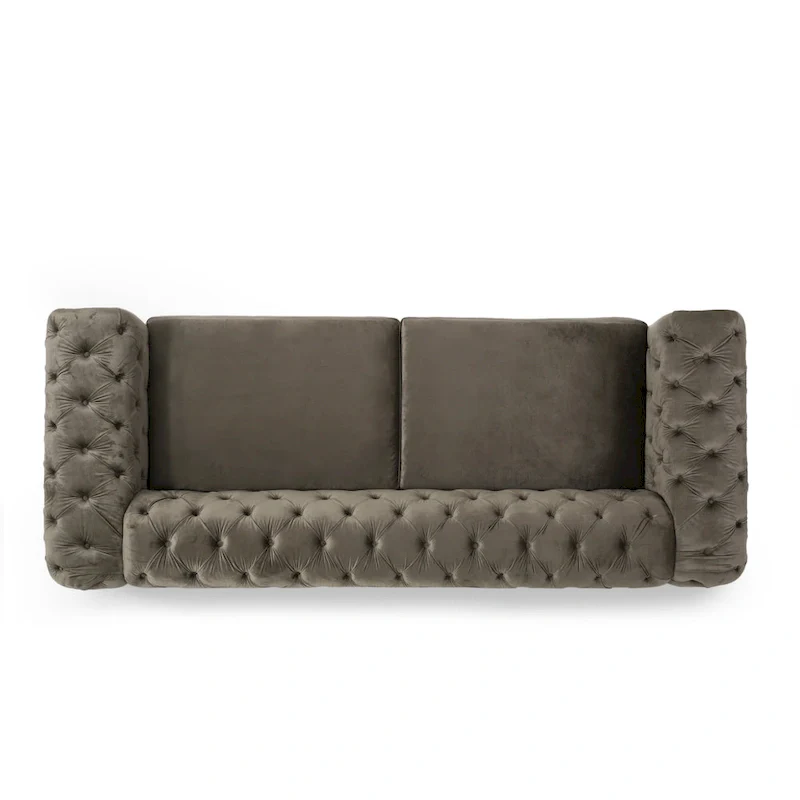 Keyser Modern Glam Tufted Velvet 3 Seater Sofa by Christopher Knight Home - 83.75 L x 34.50 W x 27.25 H