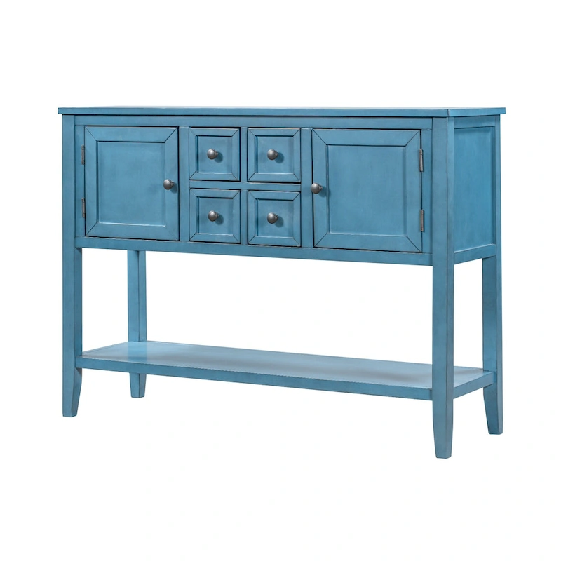 Nestfair Retro Sideboard Console Table with Drawers and Bottom Shelf