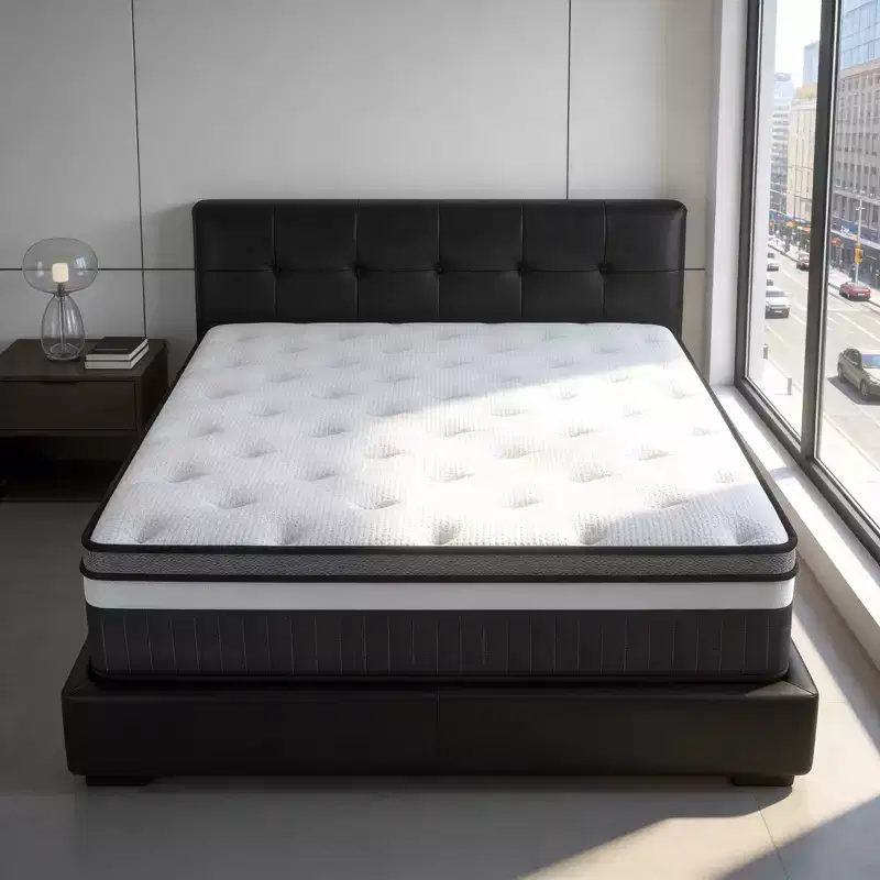 King 14 Mattress in a box Hybrid Spring Memory Foam Medium Firm with CertiPUR-US, Antisensitivity in White