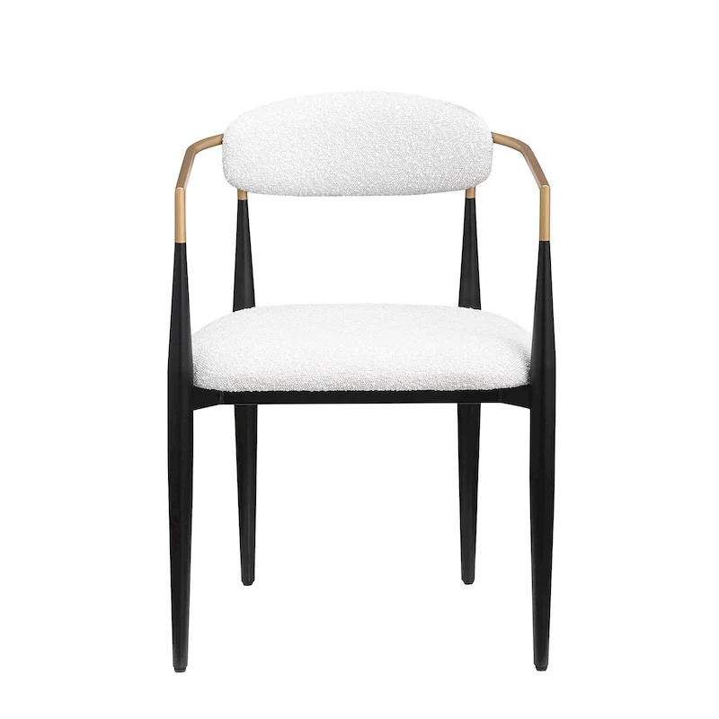 Boucle Upholstered Dining Chair with Metal Frame