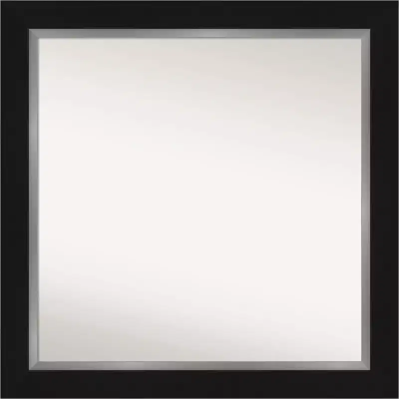 32" x 32" Eva Black Square Wall Mirror for Bathroom - Amanti Art: Modern Style, Polystyrene Frame