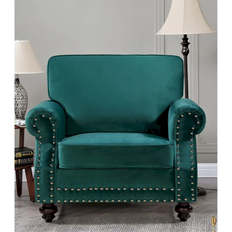 Suffield Velvet Nailhead Armchair