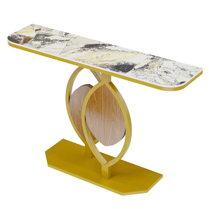 48  Modern Console Marble Table with Gold Base Entryway Living Room - 48 x12 x31