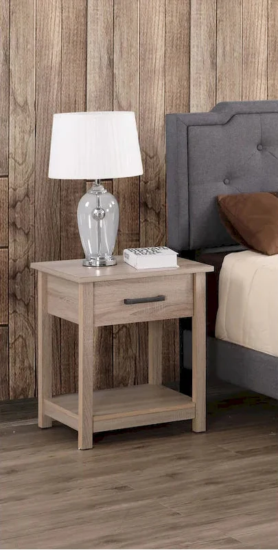 Wooden Nightstand with Drawer and Shelf