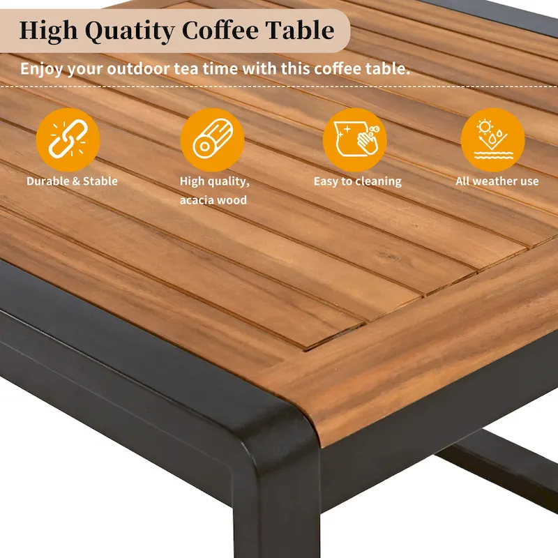 4-Piece Iron L-Shaped Sectional Sofa Set with Cushions & Table