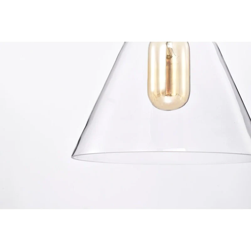 Matte Black 1-Light Mini Pendant with Clear Cone Glass Shade