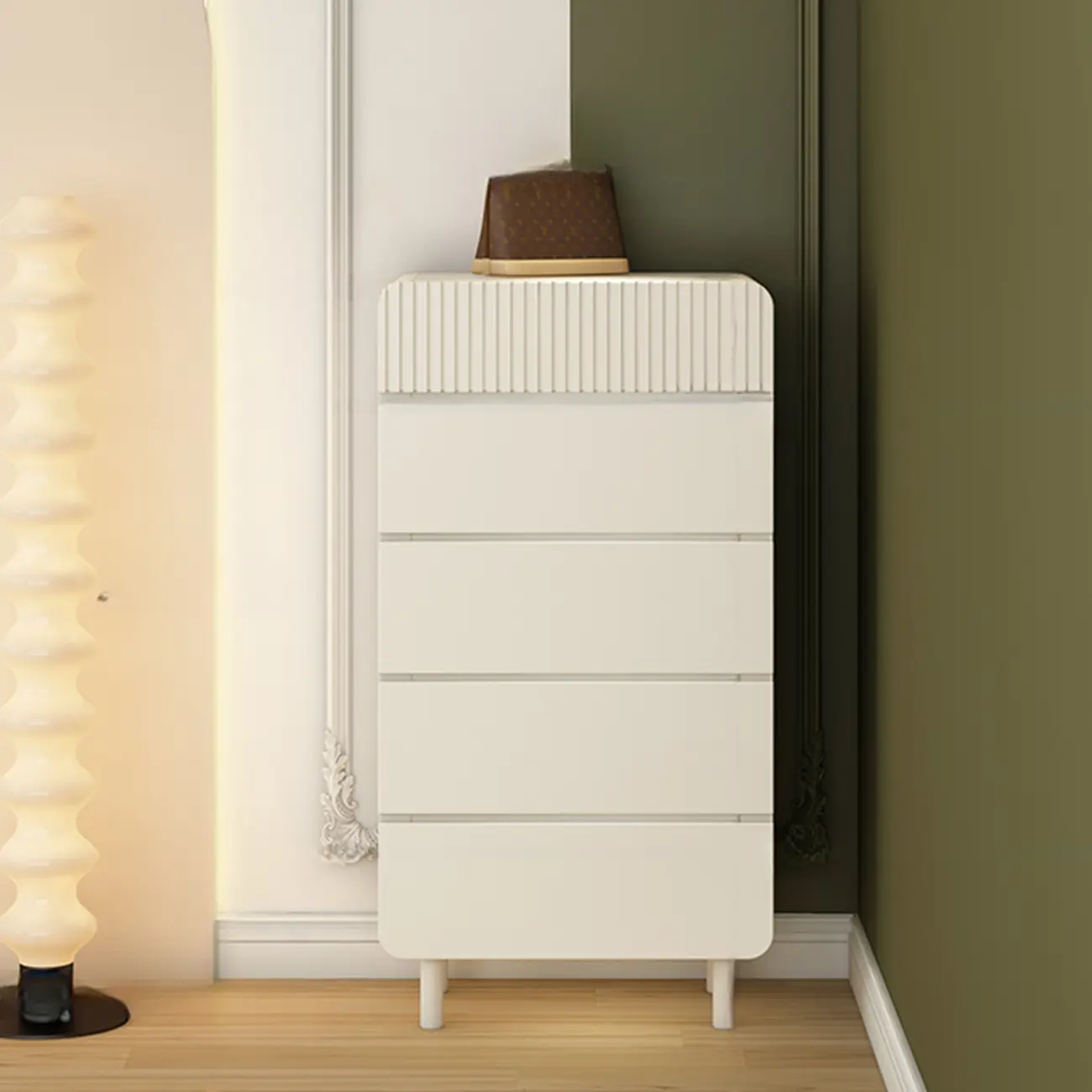 Versatile Modern White Accent Chest with Waterproof Design