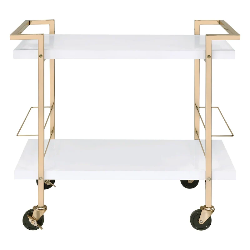 White and Gold 2-Tier Serving Cart