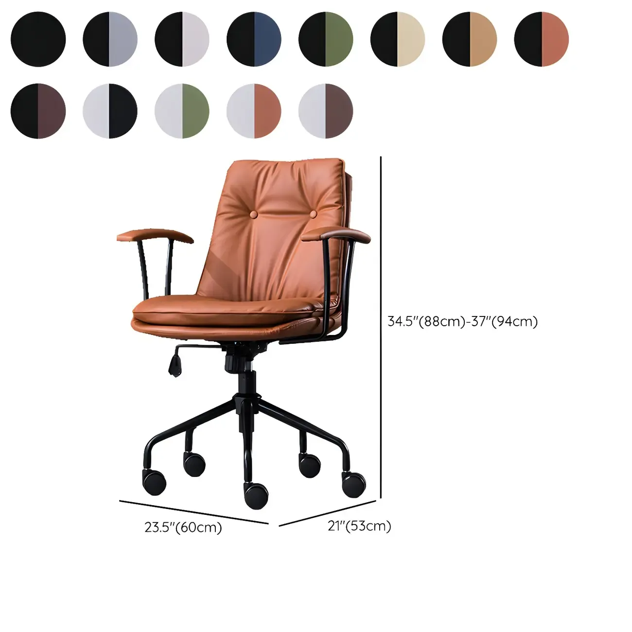 Modern Green Leather Swivel Tilt Office Chair