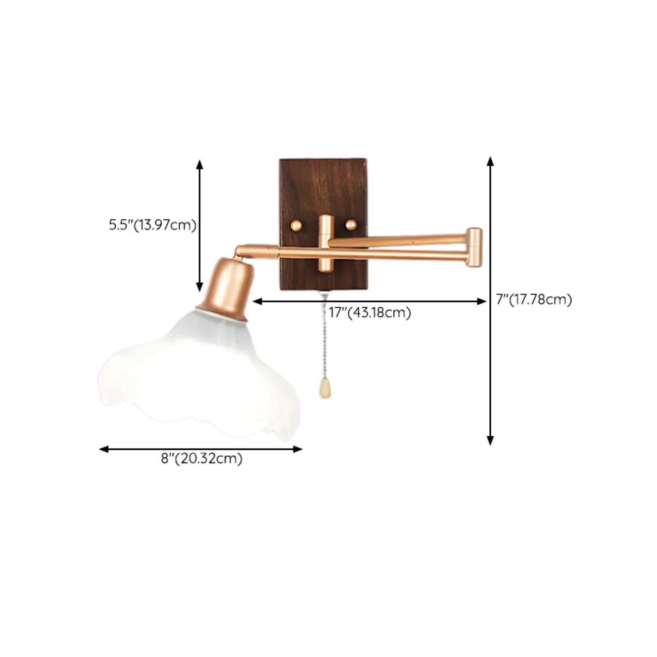 Elegant Swing Arm Wall Mount Light with Pull Chain Switch