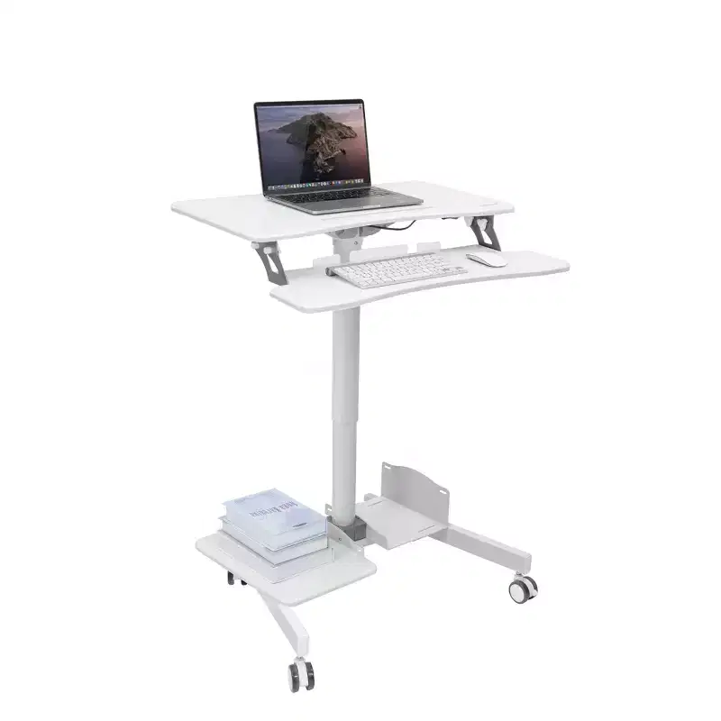 Mount-It! Height Adjustable Mobile Computer Cart, Rolling Desktop Workstation, Storage Area for CPU and Printer, Mobile Sit-Stand Computer Workstation