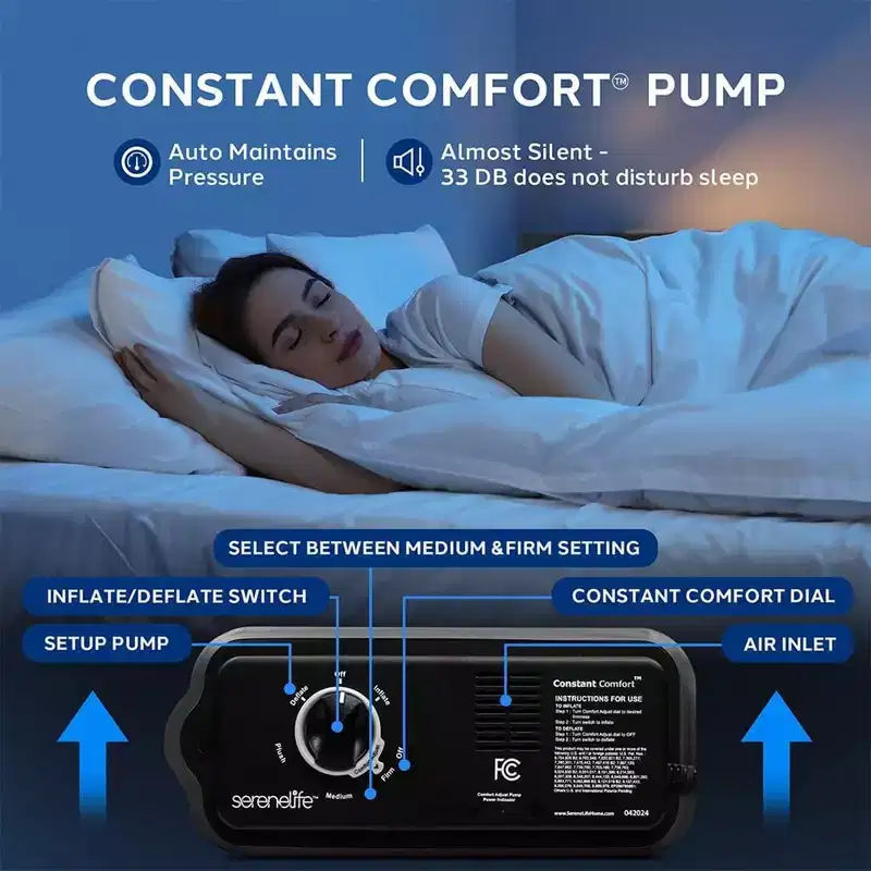 SereneLife Luxe Series EZ Bed - Twin Air Mattress with Frame - SLEZBDTW10LX