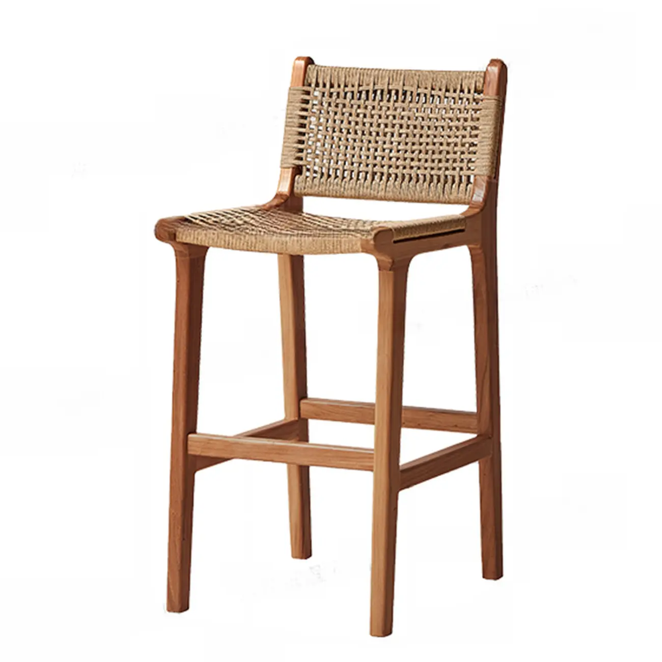 Scandinavian Wooden Ratten Bar Stool