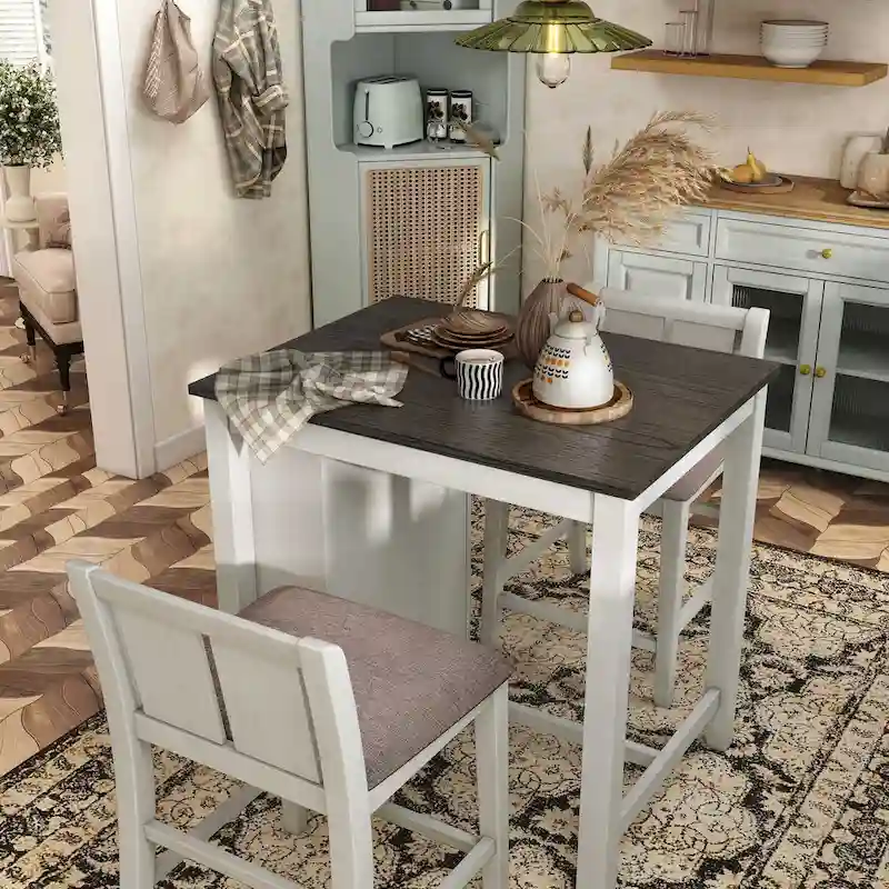 Furniture of America Vesper 3-Piece Counter Height Dining Set with Shelving