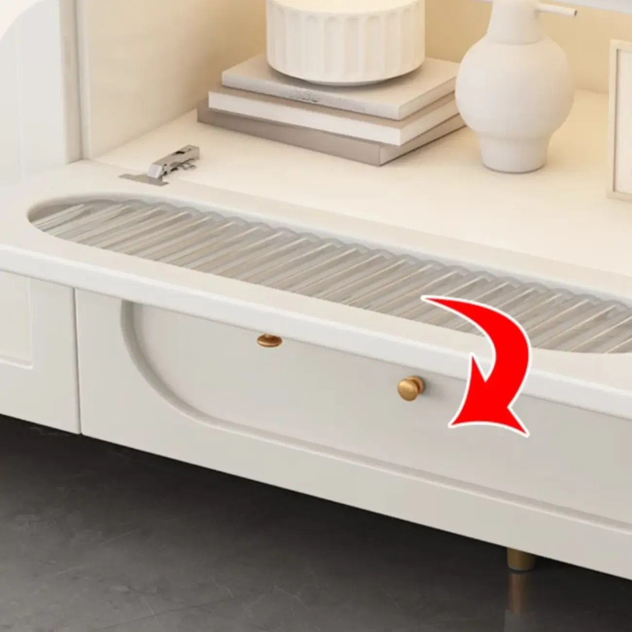 63 Elegant Stone White TV Stand with Adjustable Shelves