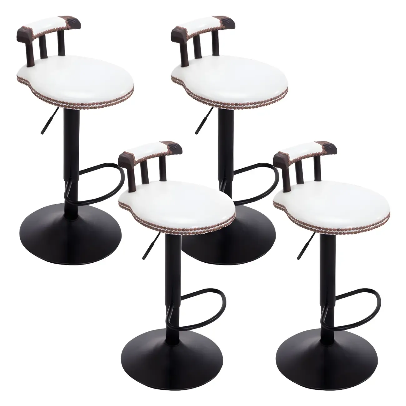 Industrial Round Leather Adjustable Bar Stools