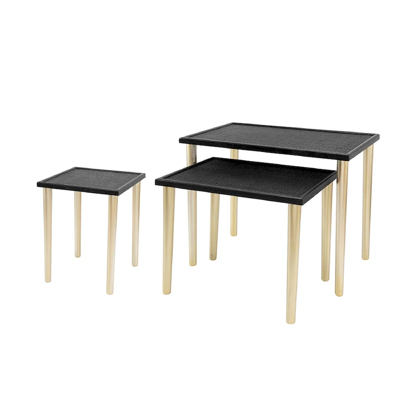 Two Tone Nesting Side Tables - Black/Gold