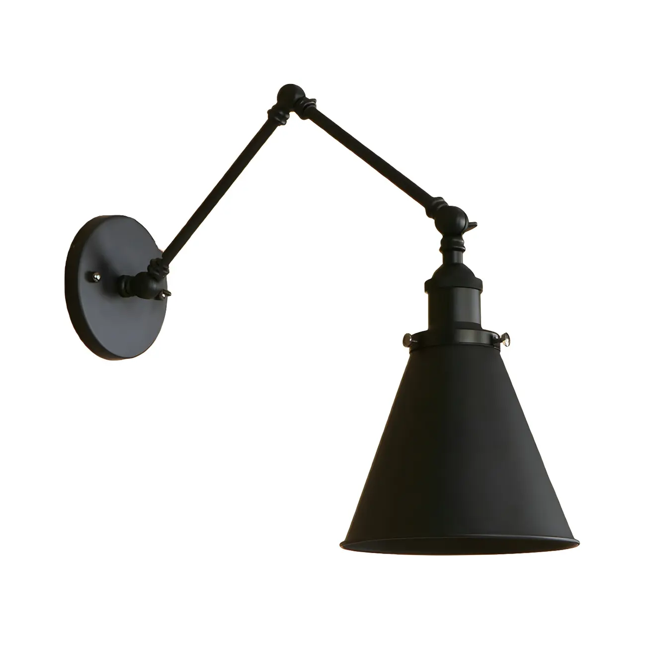 Industrial Metal Cone Swing Arm Wall Light