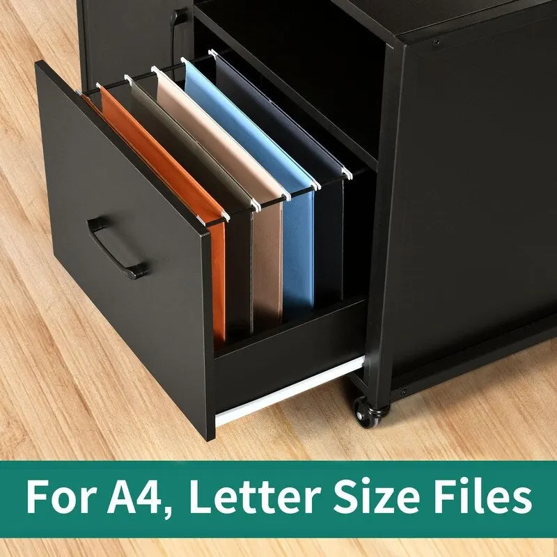 Rolling Filing Cabinet Cart - 15.7D x 31.5W x 29.9