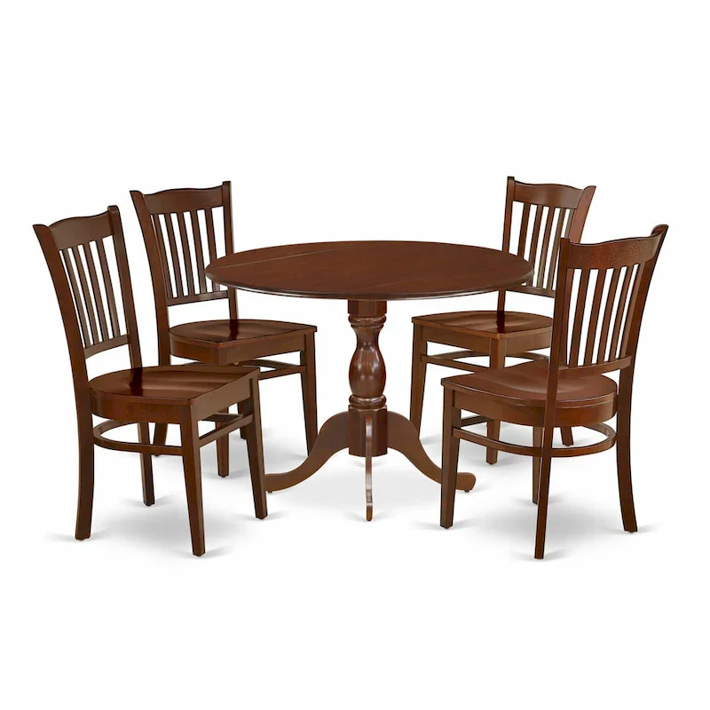 East West Furniture 5 Piece Dining Room Table Set- a Round Kitchen Table and 4 Dining Chairs, (Finish Options)
