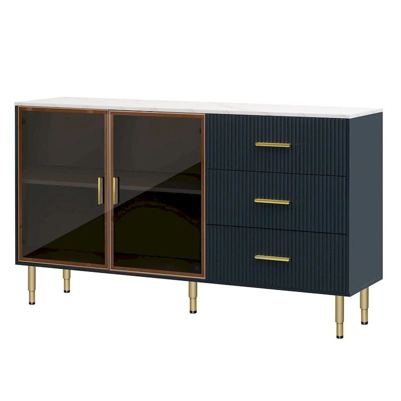 Modern Sideboard Buffet Cabinet with Gold Metal Legs